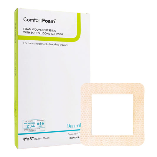ComfortFoam™ Border Foam Wound Dressing with Silicone Adhesive, 10.2 x 20.4 cm 43480