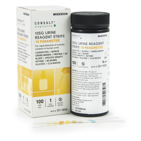 Urinalysis Reagent McKesson Consult™ Bilirubin, Blood, Glucose, Ketone, Leukocytes, Nitrite, pH, Protein, Specific Gravity, Urobilinogen For McKesson