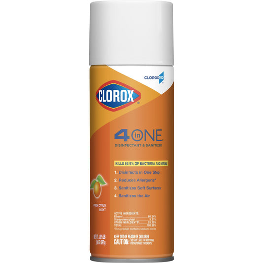 Surface Disinfectant / Sanitizer CloroxPro™ Clorox® 4 in One Alcohol Based Aerosol Spray Liquid 14 oz. Can Citrus Scent NonSterile - 31043