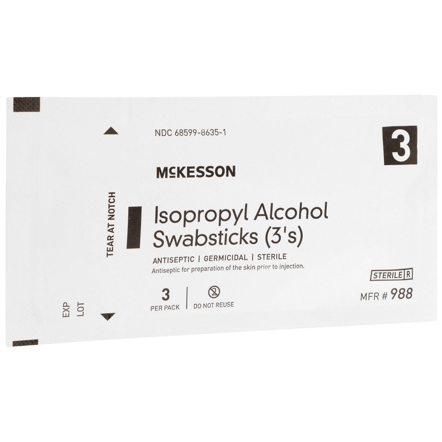 McKesson Impregnated Swabstick, 70% Isopropyl Alcohol 988
