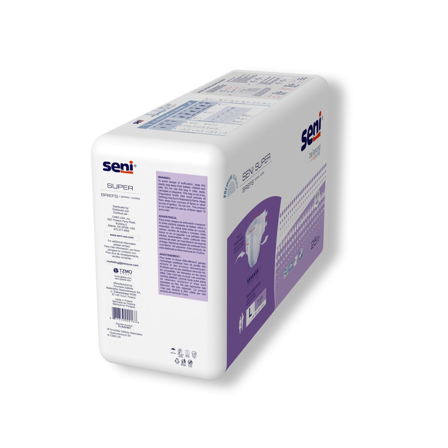 Seni® Super Heavy Absorbency Incontinence Brief, Large S-LA25-BS1