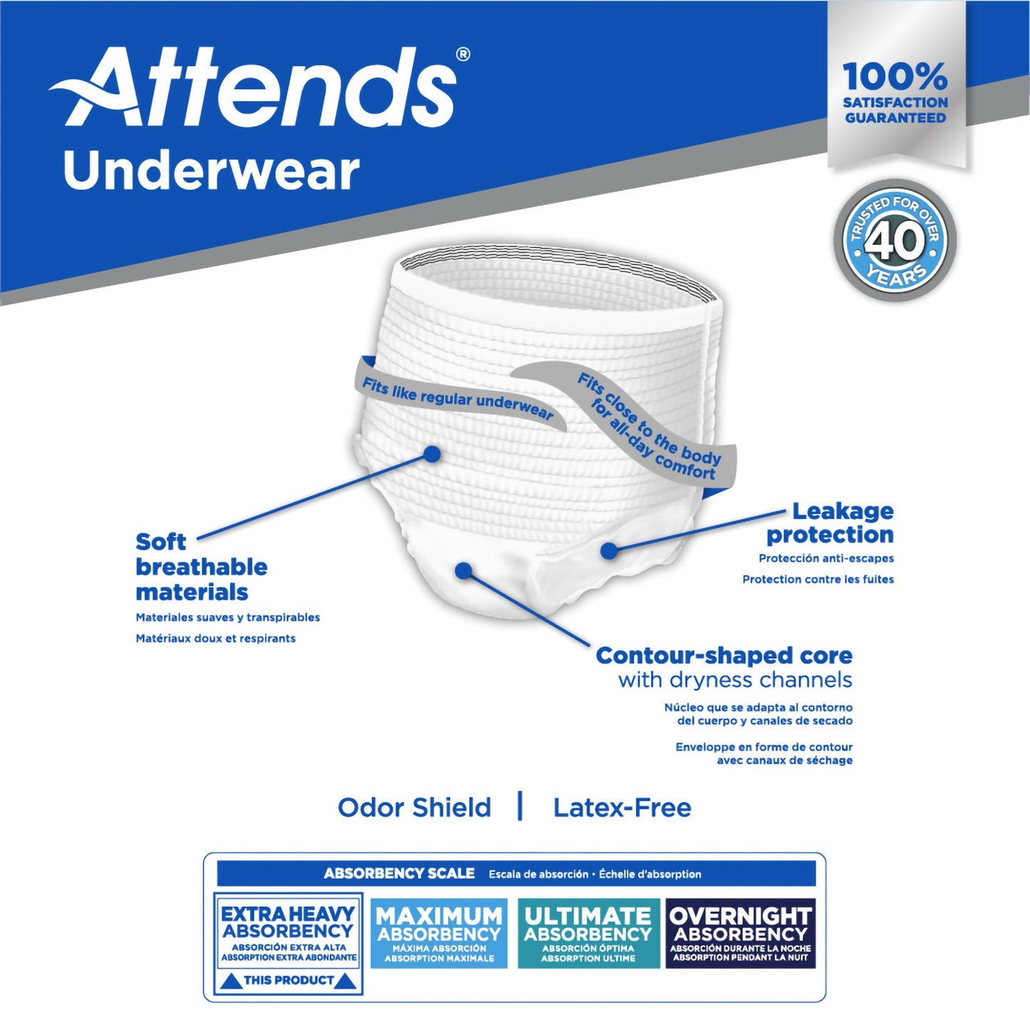 Attends® Care Adult Moderate Absorbent Underwear, Medium, White APV20100