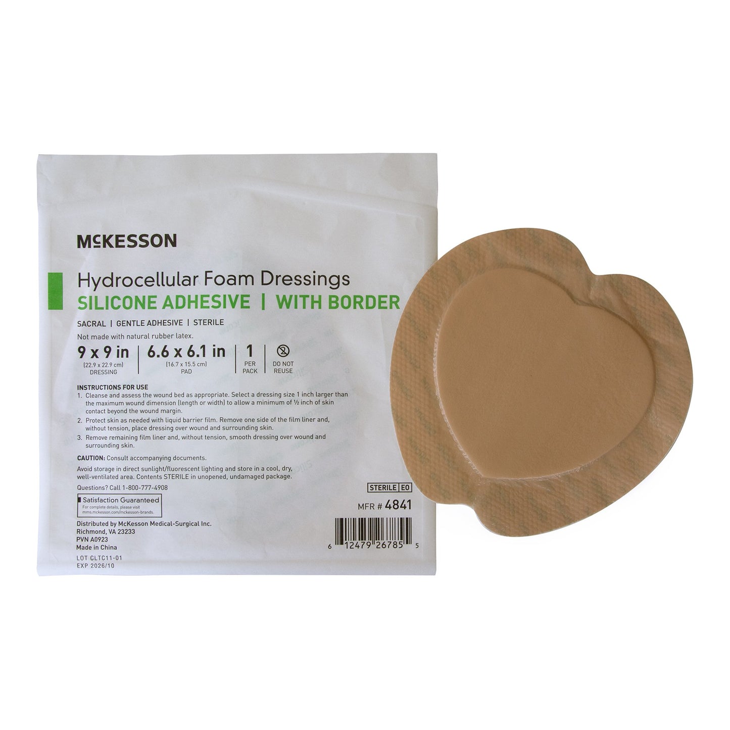McKesson Hydrocellular Foam Dressing with Border Silicone Adhesive, Sacral 4841