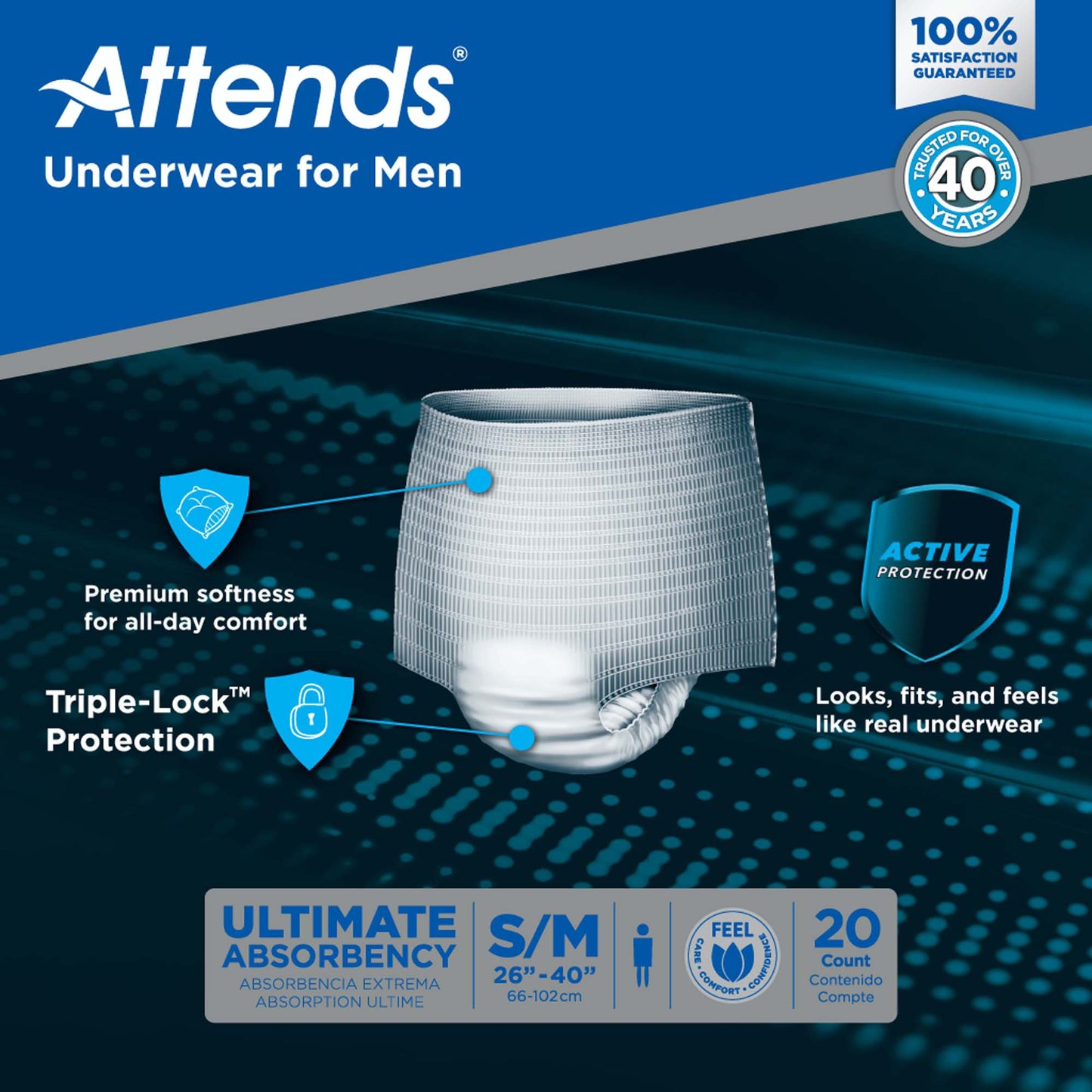 Attends® Discreet Men's Underwear, Level 5, Small / Medium ADUM15