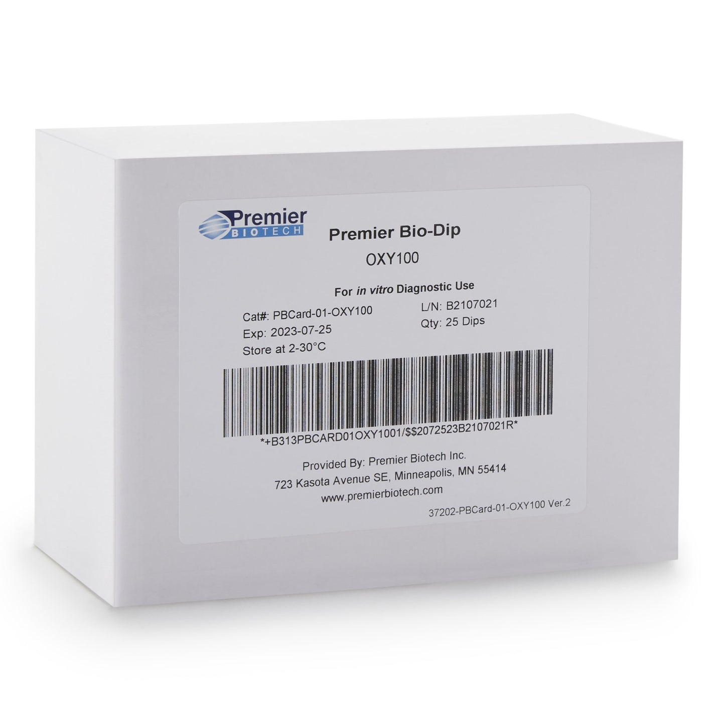 Premier Bio-Dip Single Drug (Oxycodone) Drugs of Abuse Test PDA-OXY-25