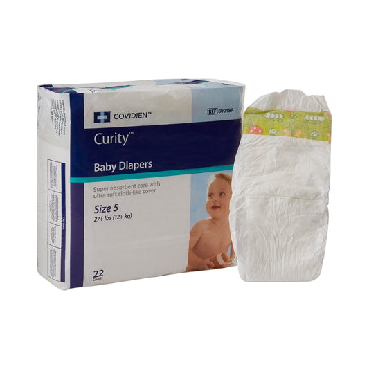 Curity™ Unisex Baby Diapers, Heavy Absorbency, Disposable, Size 5, 27+ lbs 80048A