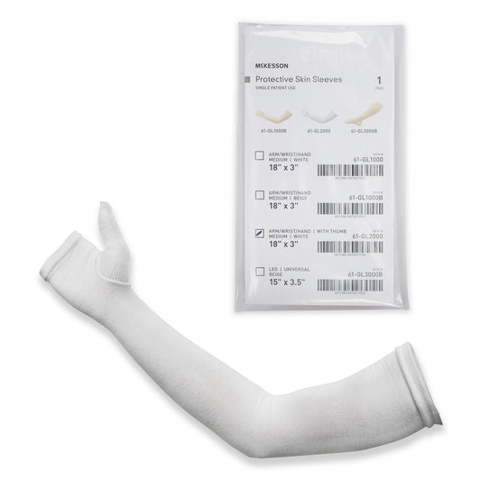 McKesson Protective Skin Sleeve, Arm/Wrist/Hand, with Thumb, Medium, White 61-GL2000