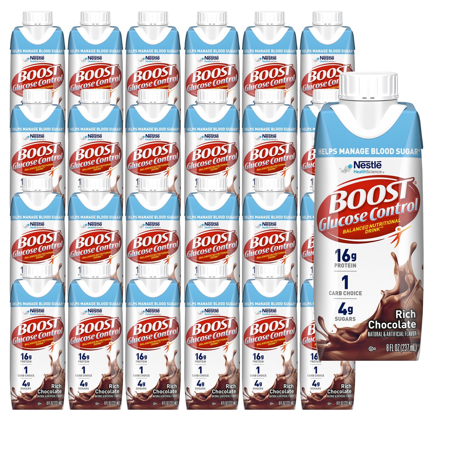 Boost® Glucose Control Chocolate Balanced Nutritional Drink, 8-ounce carton 00043900116426