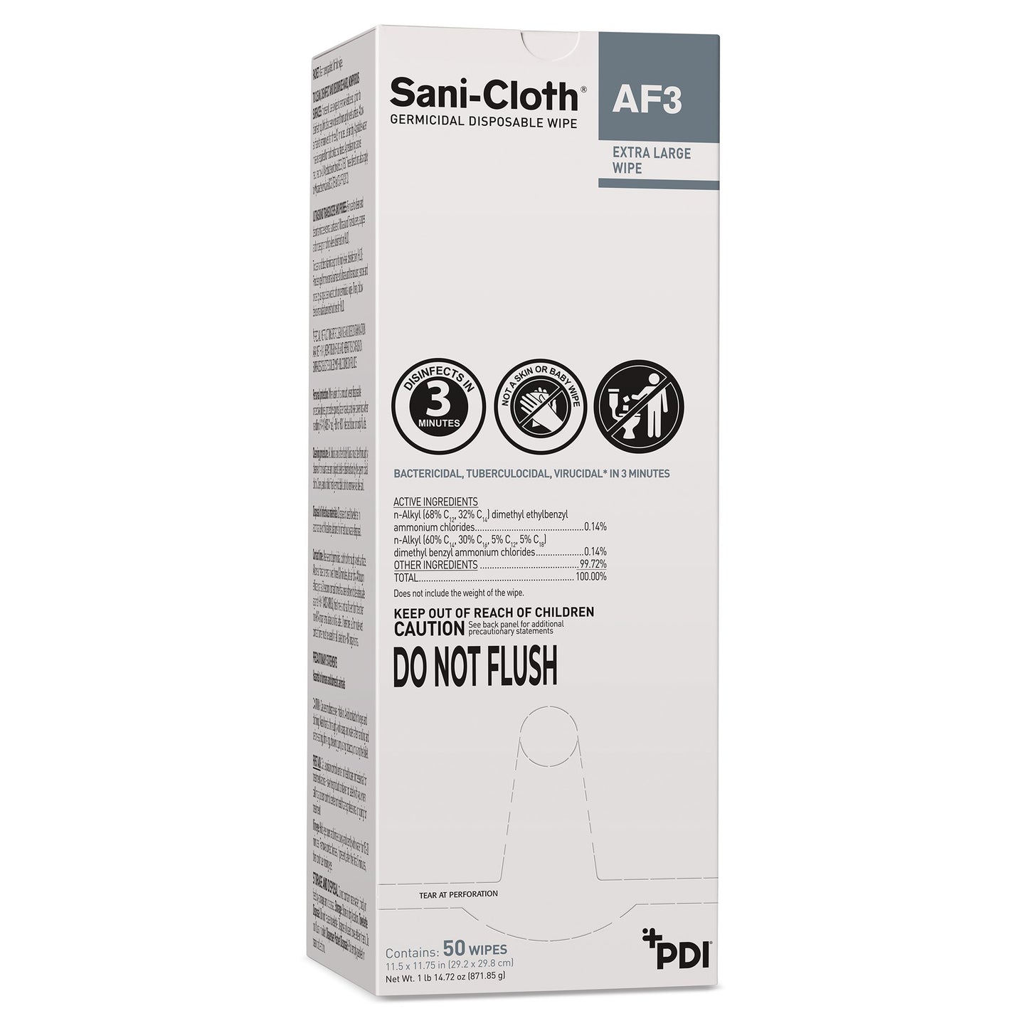 Sani-Cloth® AF3 Germicidal Extra Large Disinfectant Wipes, 11.5 x 11.75 Inch U27500