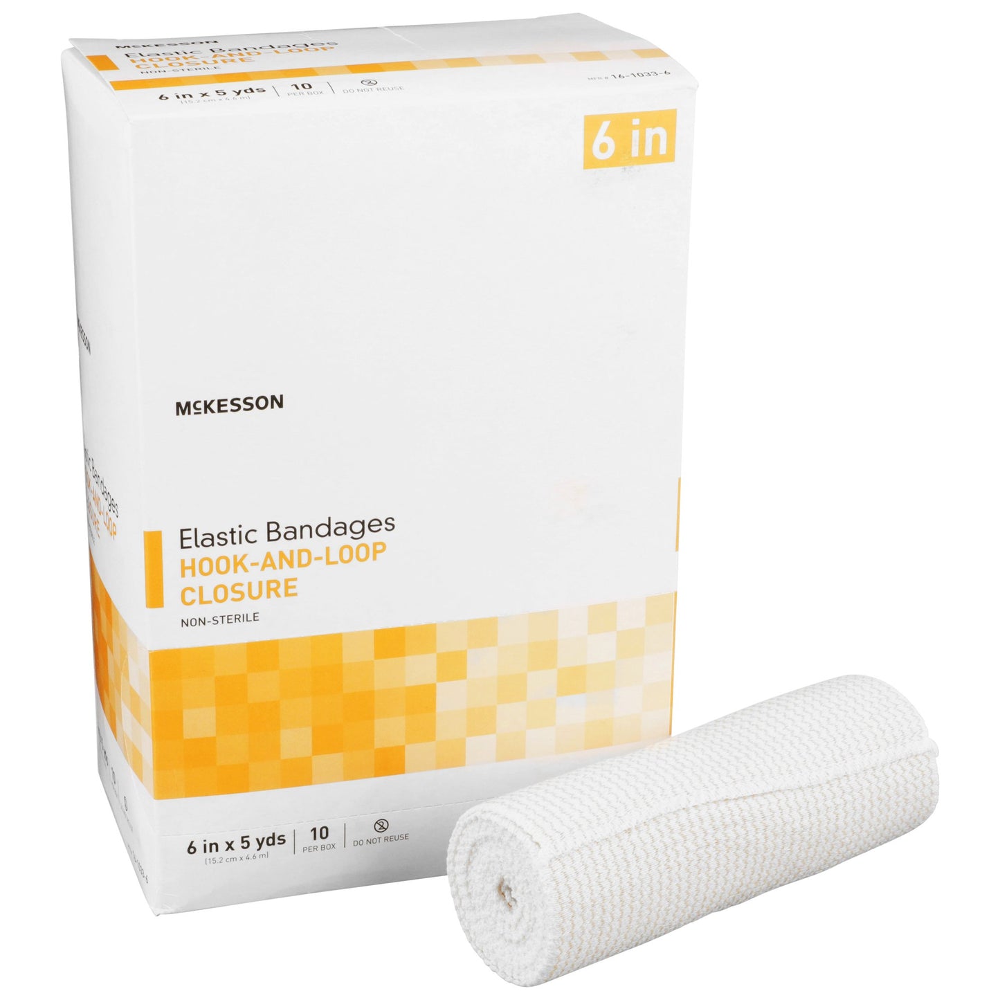 Elastic Bandage McKesson 6 Inch X 5 Yard Single Hook and Loop Closure Tan NonSterile Standard Compression - 16-1033-6