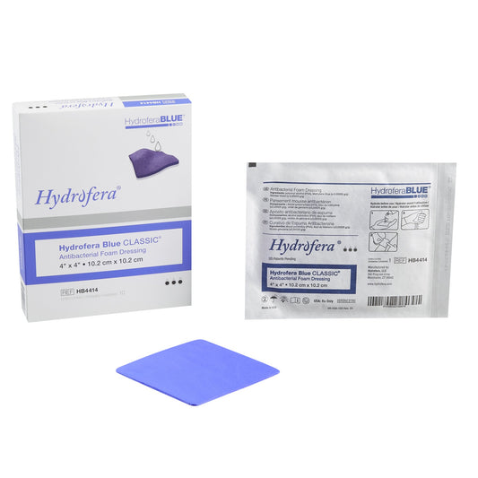 Antibacterial Foam Dressing Hydrofera BLUE® Classic 4 X 4 Inch Without Border Without Film Backing Nonadhesive Square Sterile - HB4414