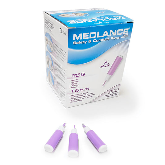 Safety Lancet Medlance® 25 Gauge Safety Puncture Control Push Button Activation Finger - 925-25
