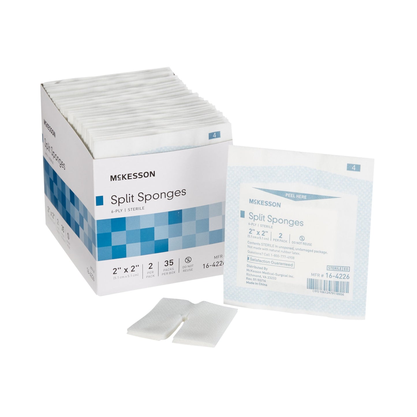 I.V. Sponge McKesson 2 X 2 Inch 6-Ply Sterile 2 per Pack - 16-4226