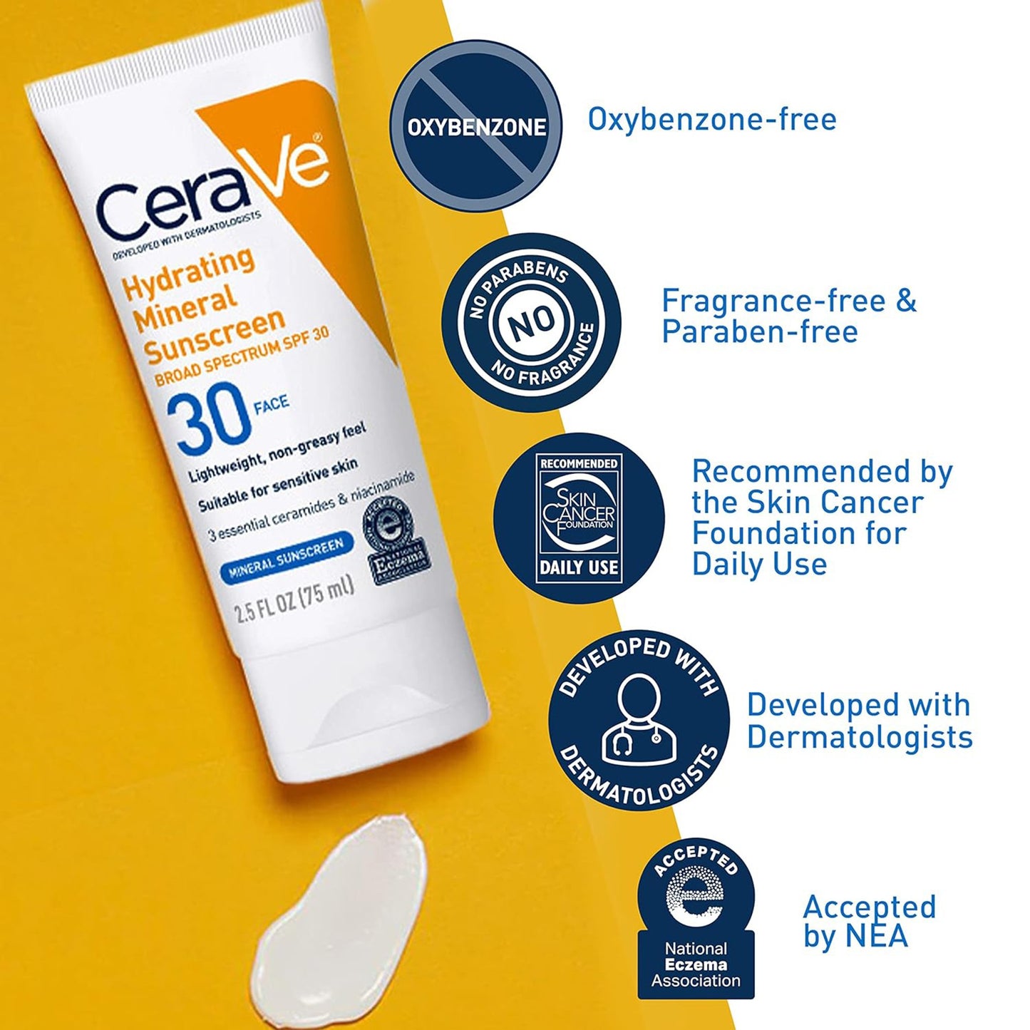 Sunscreen CeraVe® Hydrating Mineral Sunscreen Face SPF 30 Lotion 2.5 oz. Tube 60600051503