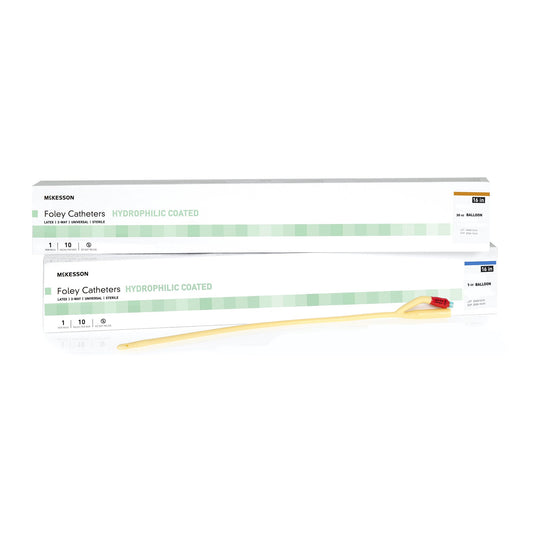 Foley Catheter McKesson 2-Way Coude Tip 5 cc Balloon 18 Fr. Hydrophilic Polymer Coated Latex - 16-LFOL518C