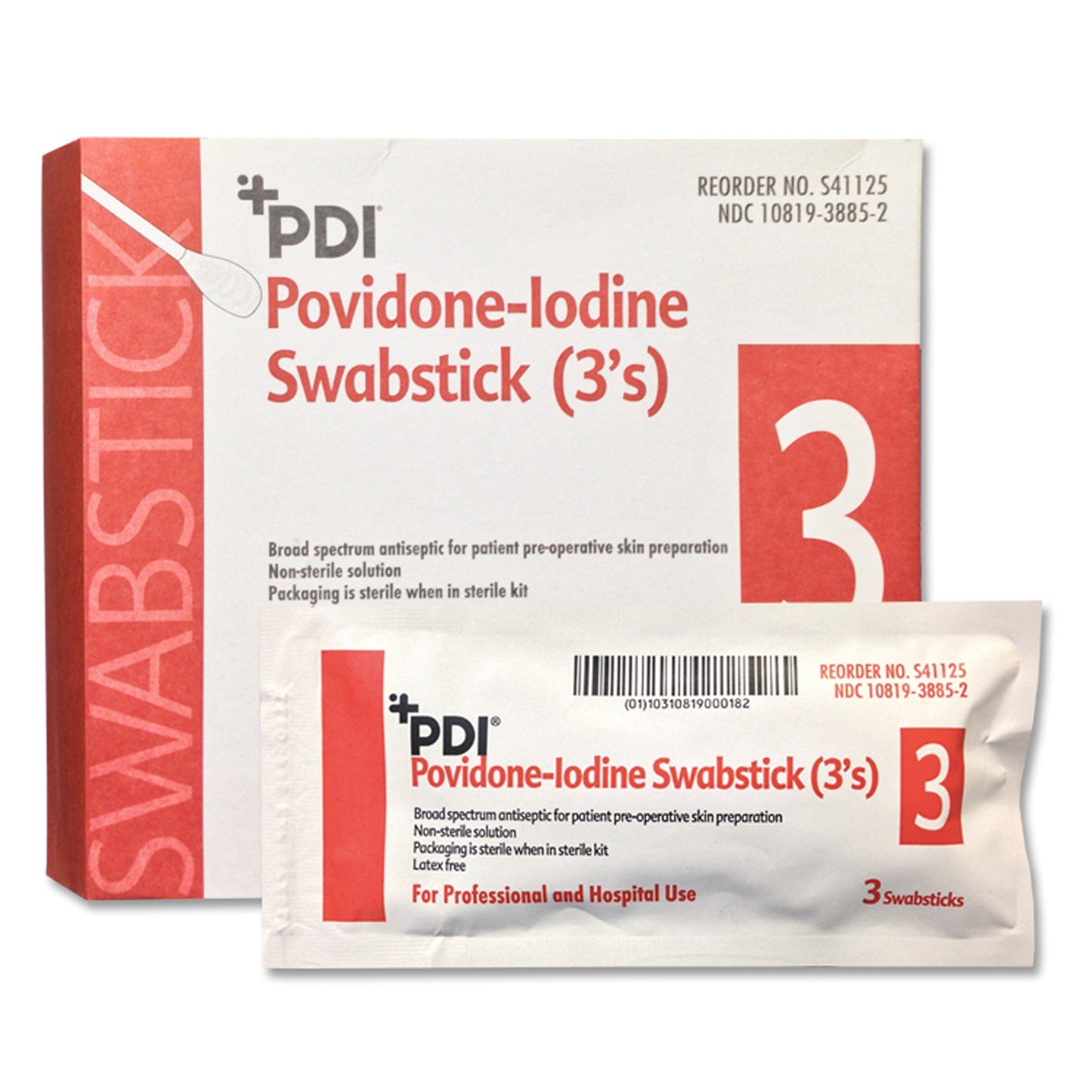 Impregnated Swabstick PDI® 10% Strength Povidone-Iodine Individual Packet NonSterile - S41125