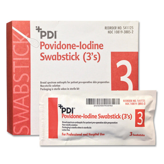 Impregnated Swabstick PDI® 10% Strength Povidone-Iodine Individual Packet NonSterile - S41125