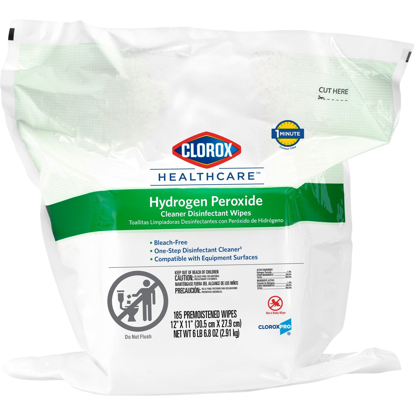 Clorox Healthcare® Hydrogen Peroxide Cleaner Disinfectant Wipes, Refill Pouch 30827