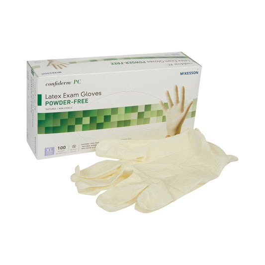 Exam Glove McKesson Confiderm® X-Large NonSterile Latex Standard Cuff Length Fully Textured Ivory Not Rated - 14-1384