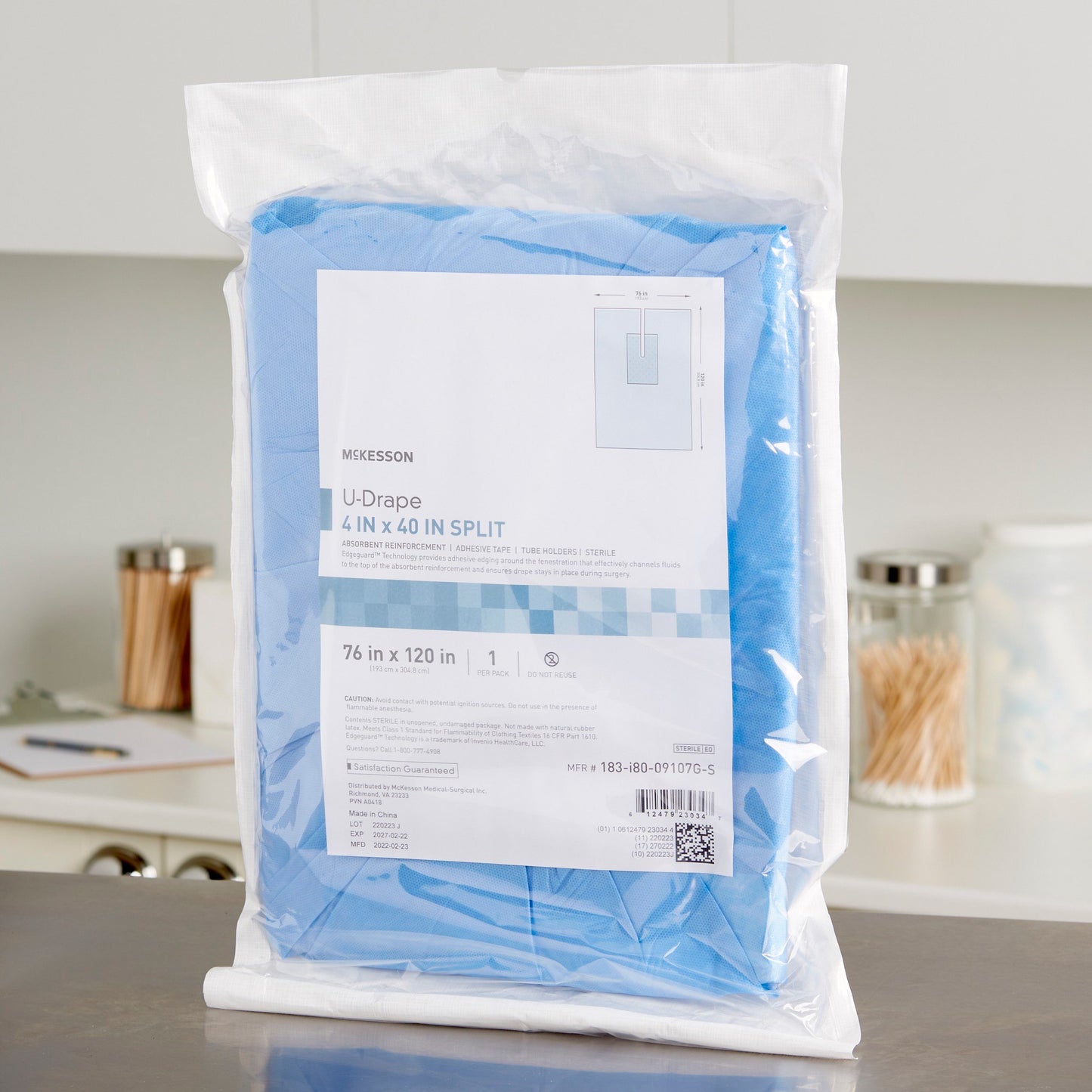 McKesson Sterile U-Drape with Split, 76 x 120 Inch 183-I80-09107G-S