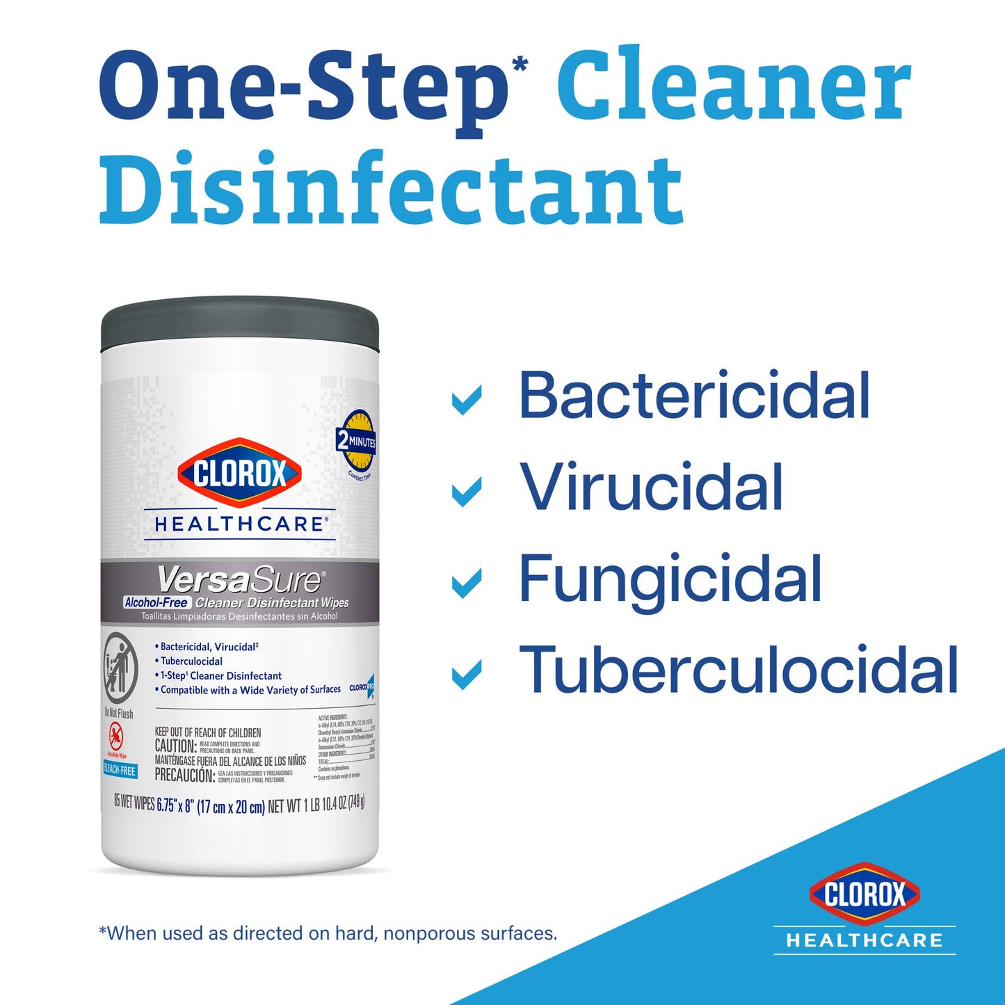 Clorox Healthcare® VersaSure® Cleaner Disinfectant Wipes, Canister 31757