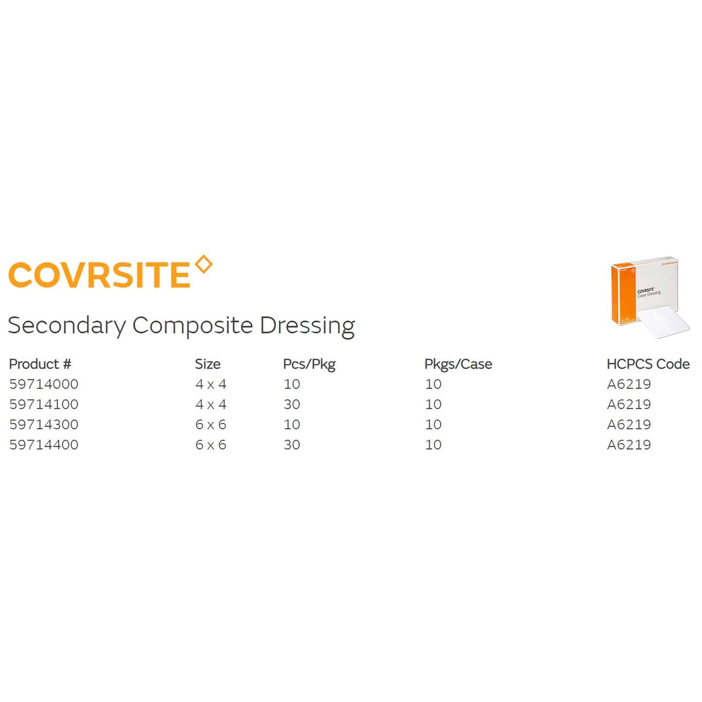 Covrsite Composite Dressing, 4 x 4 Inch 59714100
