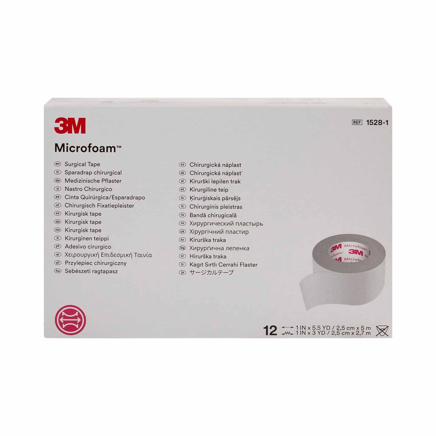 3M™ Microfoam™ Foam / Acrylic Adhesive Medical Tape, 1 Inch x 5-1/2 Yard, White 1528-1