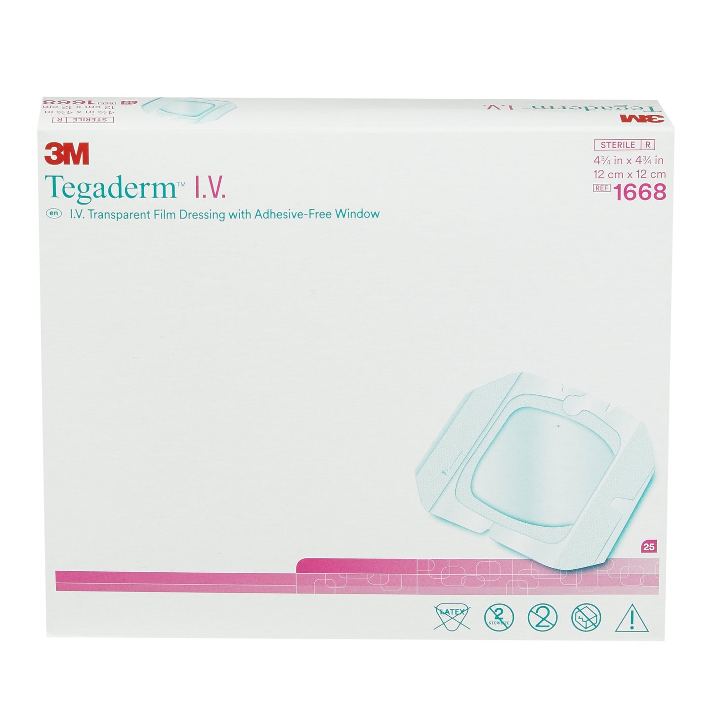 3M™ Tegaderm™ I.V. Transparent Film Dressing with Adhesive-Free Window, 4¾x 4¾ Inch 1668