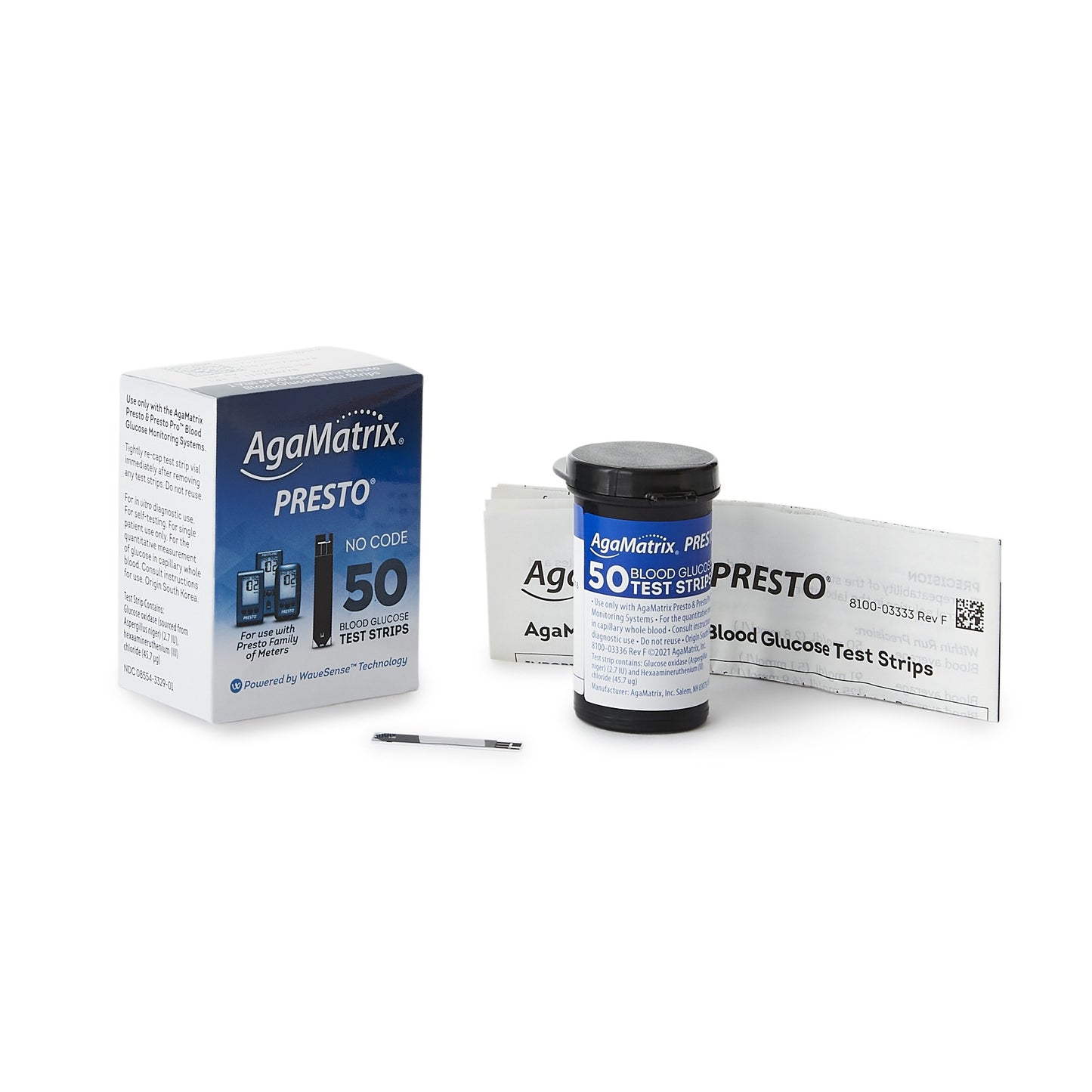 Blood Glucose Test Strips Wavesense® Presto® 50 Strips per Pack - 8000-03329