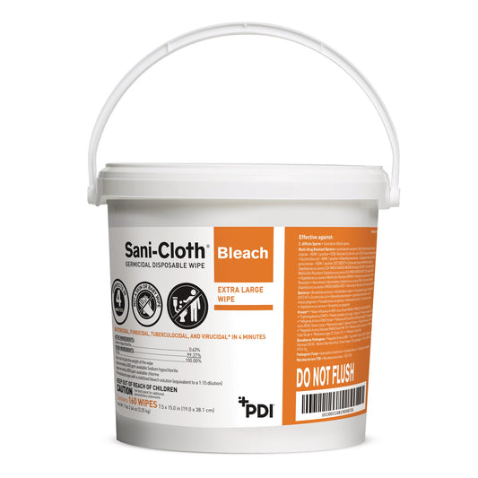 Surface Disinfectant Cleaner Sani-Cloth® Bleach Premoistened Germicidal Manual Pull Wipe 160 Count Pail Chlorine Scent NonSterile - P7007P