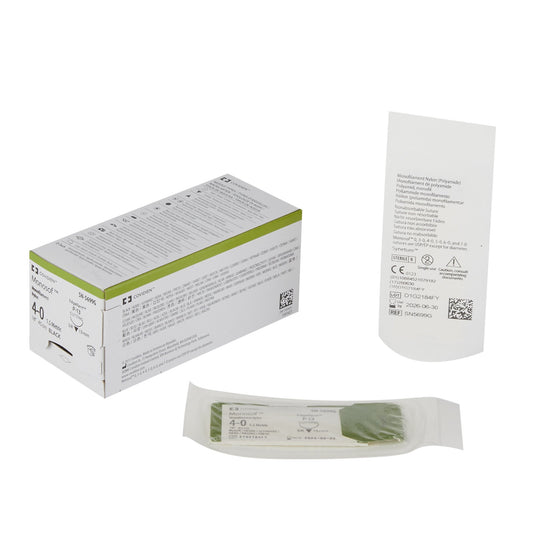 Covidien Monosof Dermalon Suture with Needle, Black, Size 4-0 SN-5699G, Box of 12