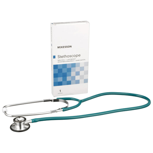 General Exam Stethoscope McKesson Teal Blue 1-Tube 22 Inch Tube Double Sided Chestpiece - 01-670TLGM