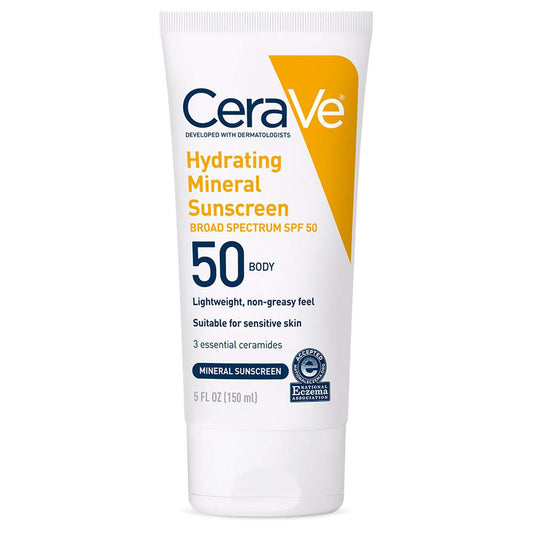 Sunscreen CeraVe® Hydrating Mineral Sunscreen SPF 50 Lotion 5 oz. Tube 60600051491