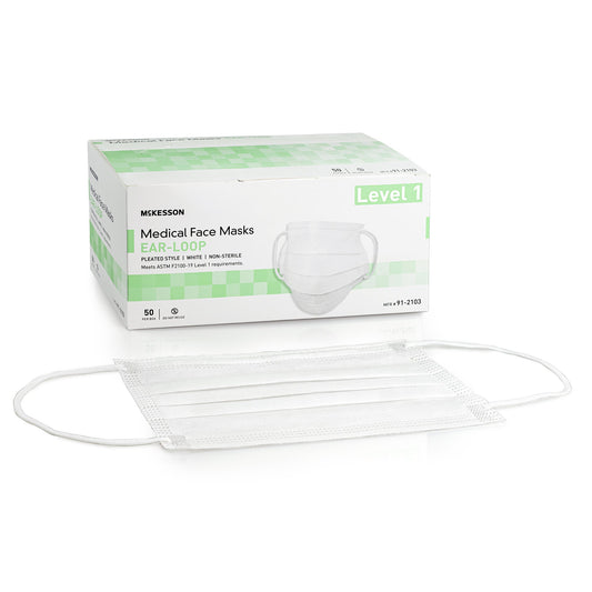 McKesson ASTM Level 1 Medical Face Masks, White 91-2103
