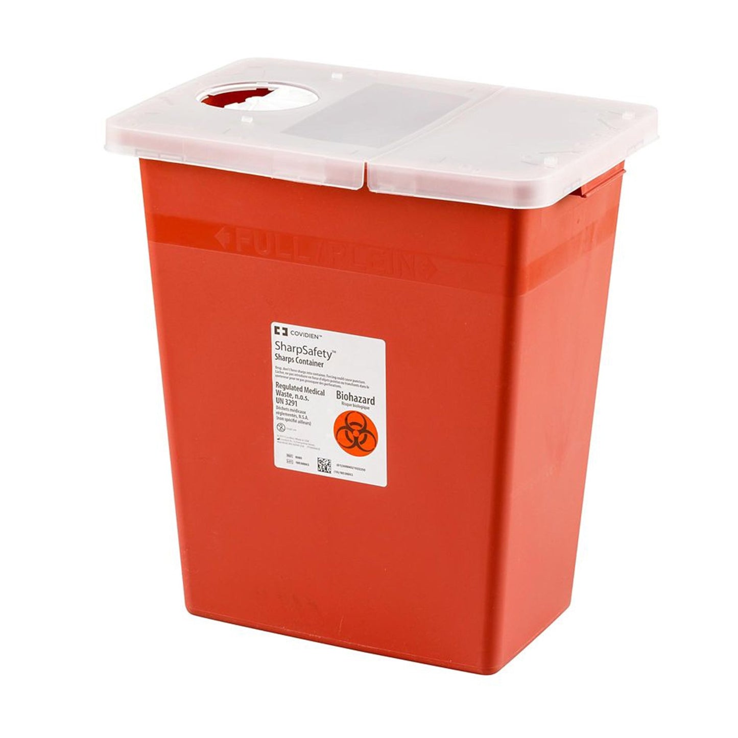 Sharps Container SharpSafety™ Red Base 26 H X 18-1/4 W X 12-3/4 D Inch Horizontal Entry 18 Gallon - 8998