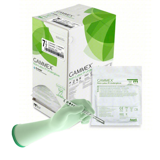 Surgical Underglove GAMMEX® Non-Latex PI Underglove Size 7.5 Sterile Polyisoprene Standard Cuff Length Micro-Textured Green Chemo Tested - 20687275