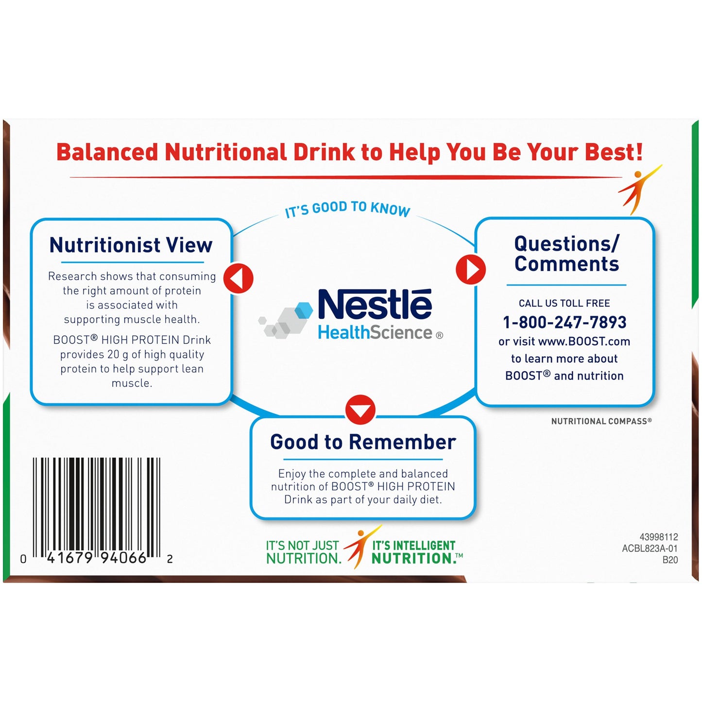 Boost® High Protein Chocolate Complete Nutritional Drink, 8-ounce bottle 00041679940365