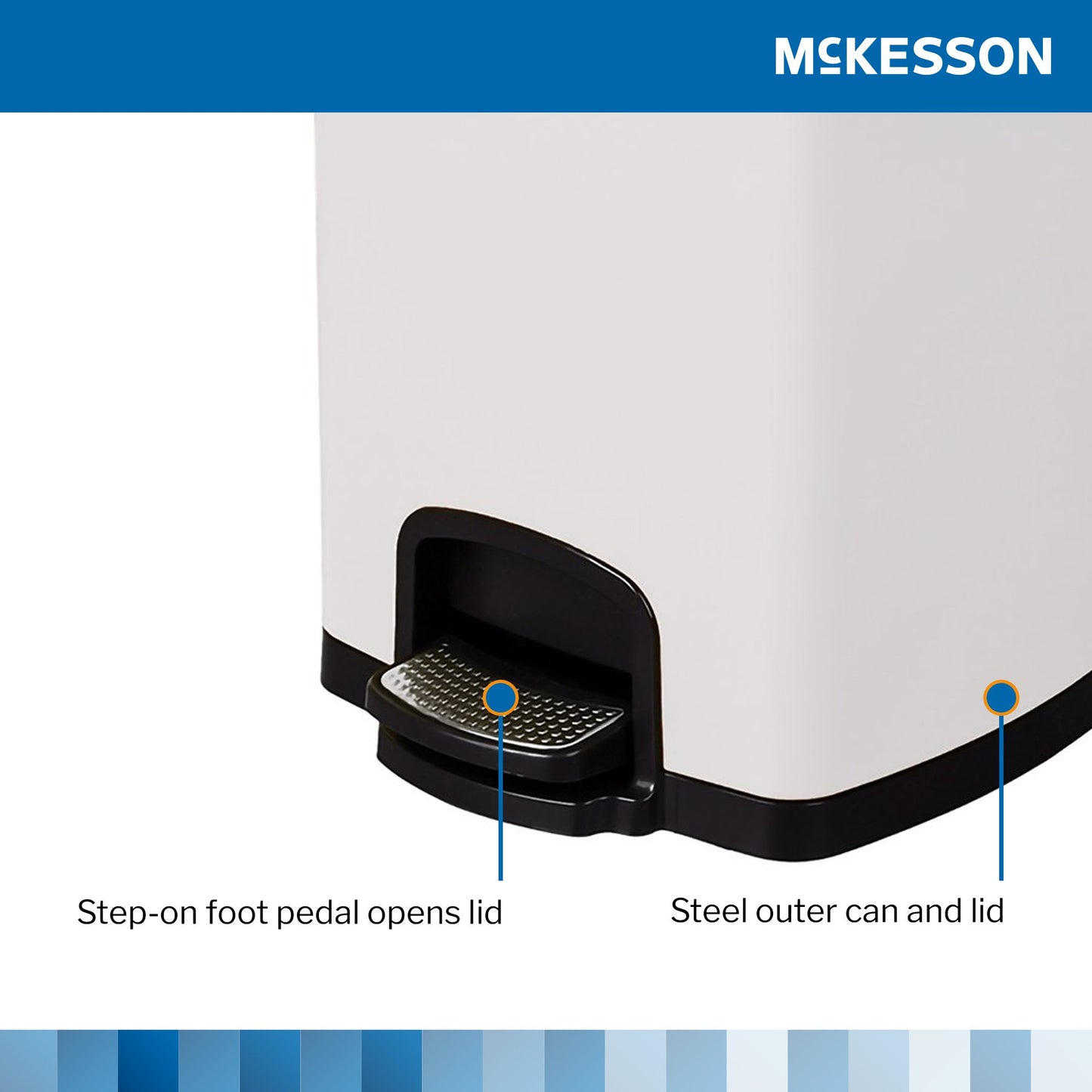 McKesson White Square Step-On Trash Can, 5 gallon 16-35269