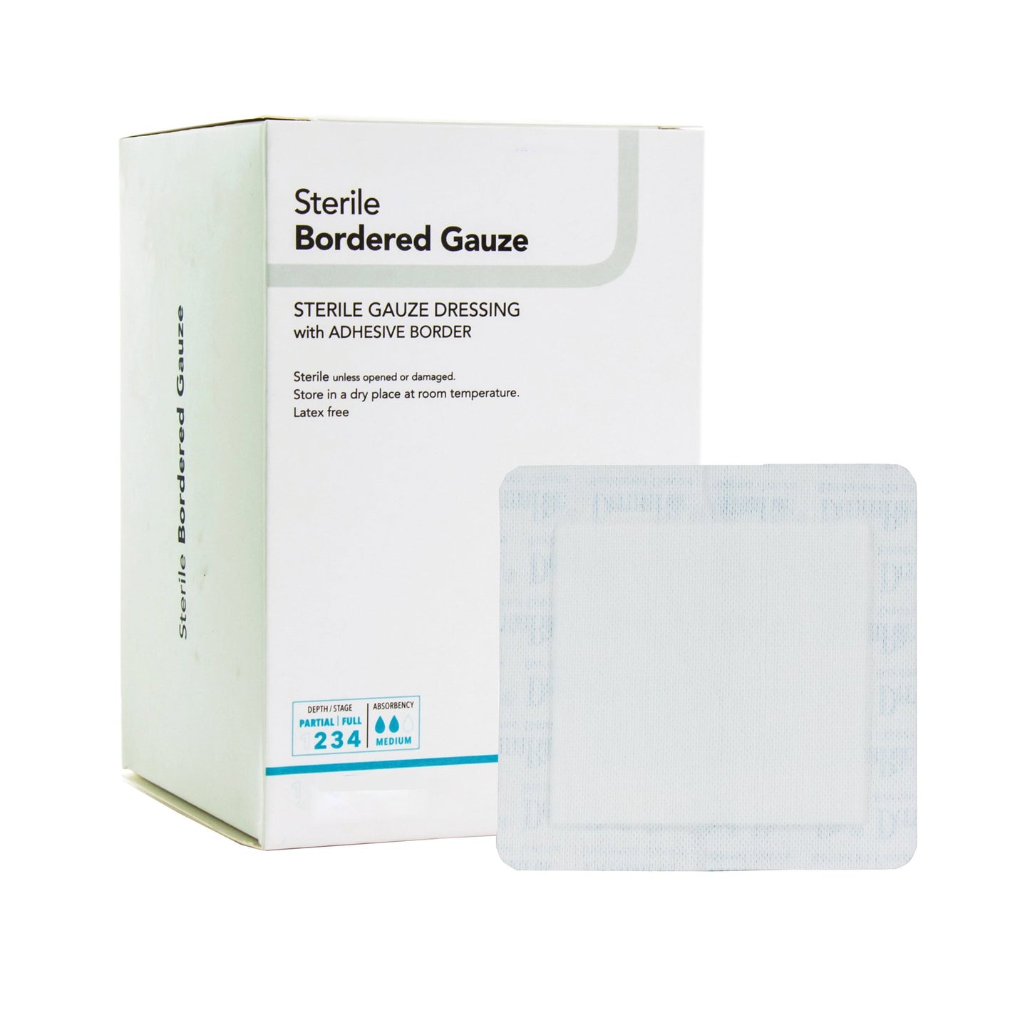 DermaRite® Bordered Gauze White Adhesive Dressing, 2 x 2 Inch 00261E
