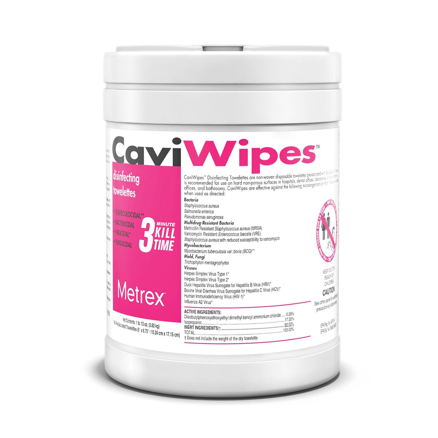 Surface Disinfectant CaviWipes™ Premoistened Alcohol Based Manual Pull Wipe 160 Count Canister Alcohol Scent NonSterile - 13-1100