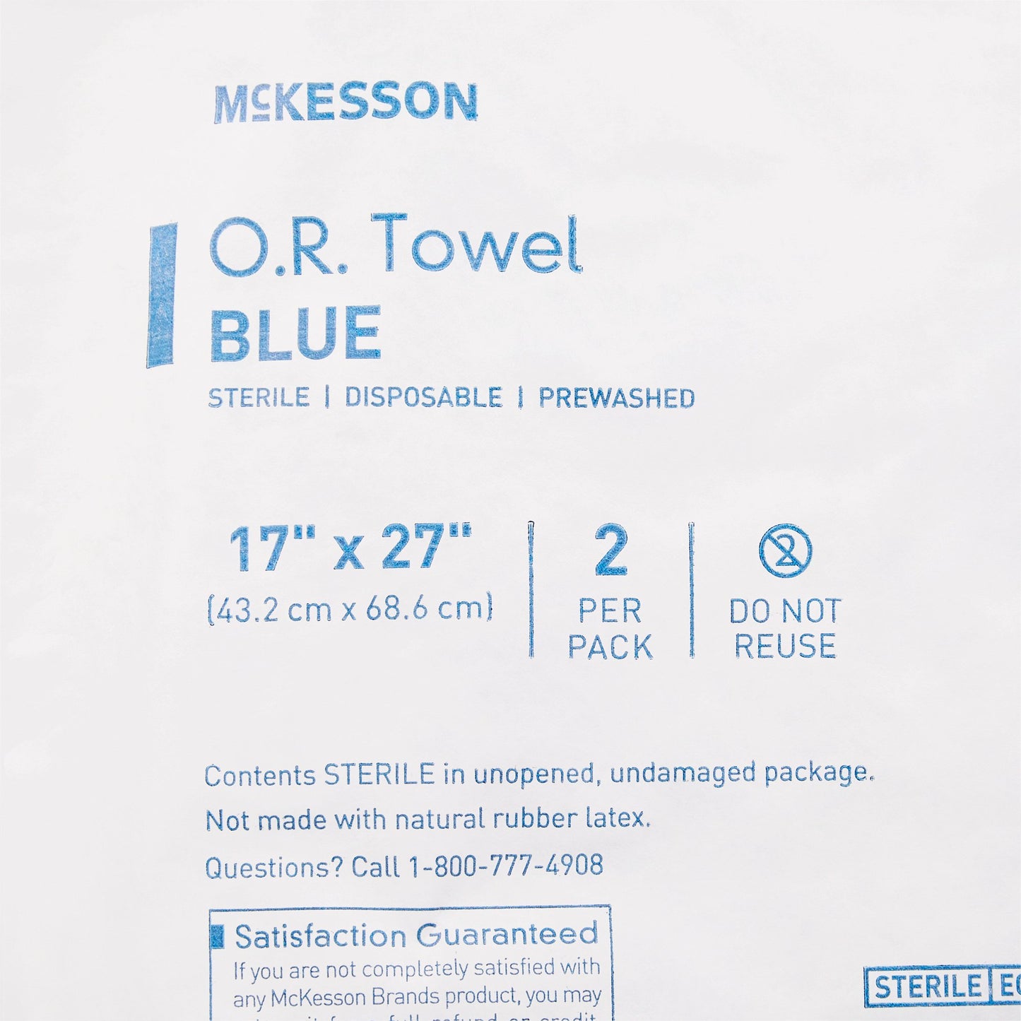 McKesson Sterile Blue O.R. Towel, 17 x 27 Inch 16-6002-B