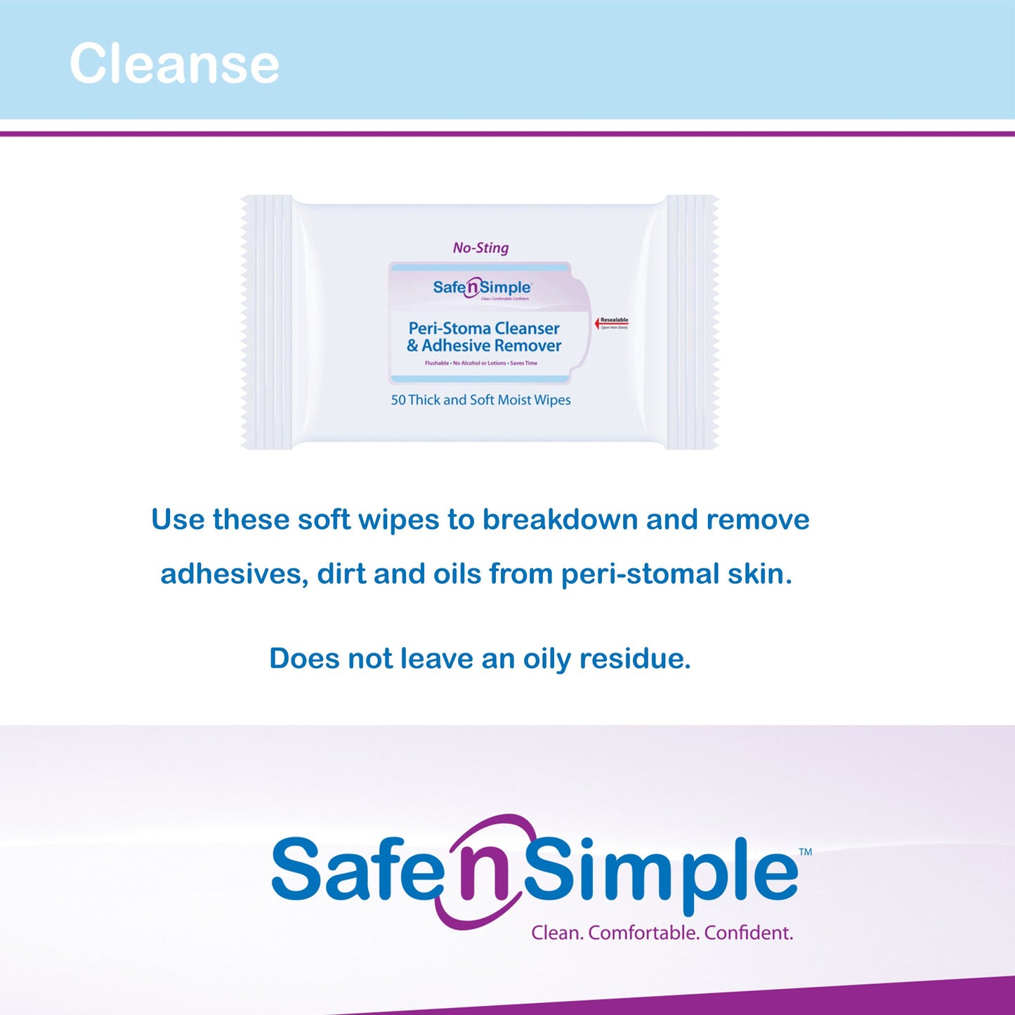 Safe n Simple™ Adhesive Remover Wipes SNS00525