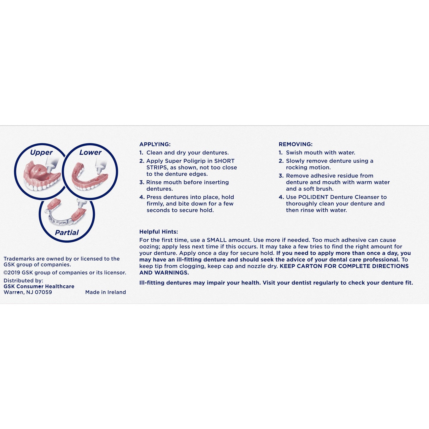 Super Poligrip® Original Denture Adhesive Cream, 2.4 oz Tube 31015805455