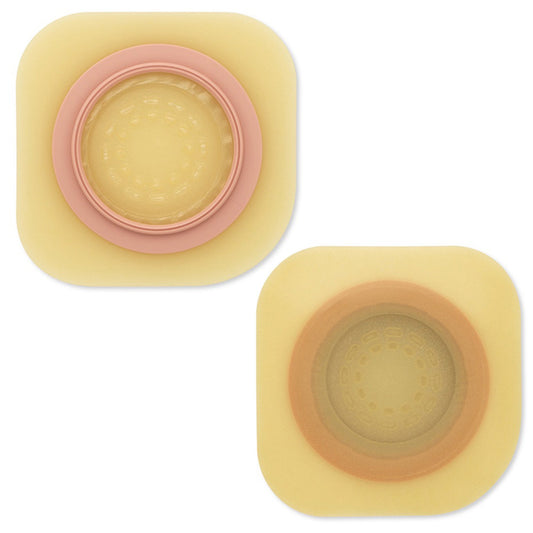 Ostomy Barrier Pouchkins™ SoftFlex Precut, Standard Wear Adhesive without Tape 1-3/4 Inch Floating Flange Green Code System Polymer / Copolymer Plasti