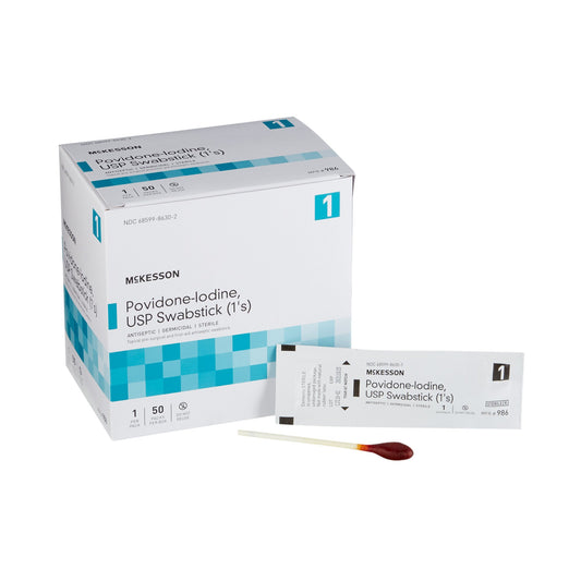 Impregnated Swabstick McKesson 10% Strength Povidone-Iodine Individual Packet Sterile - 986