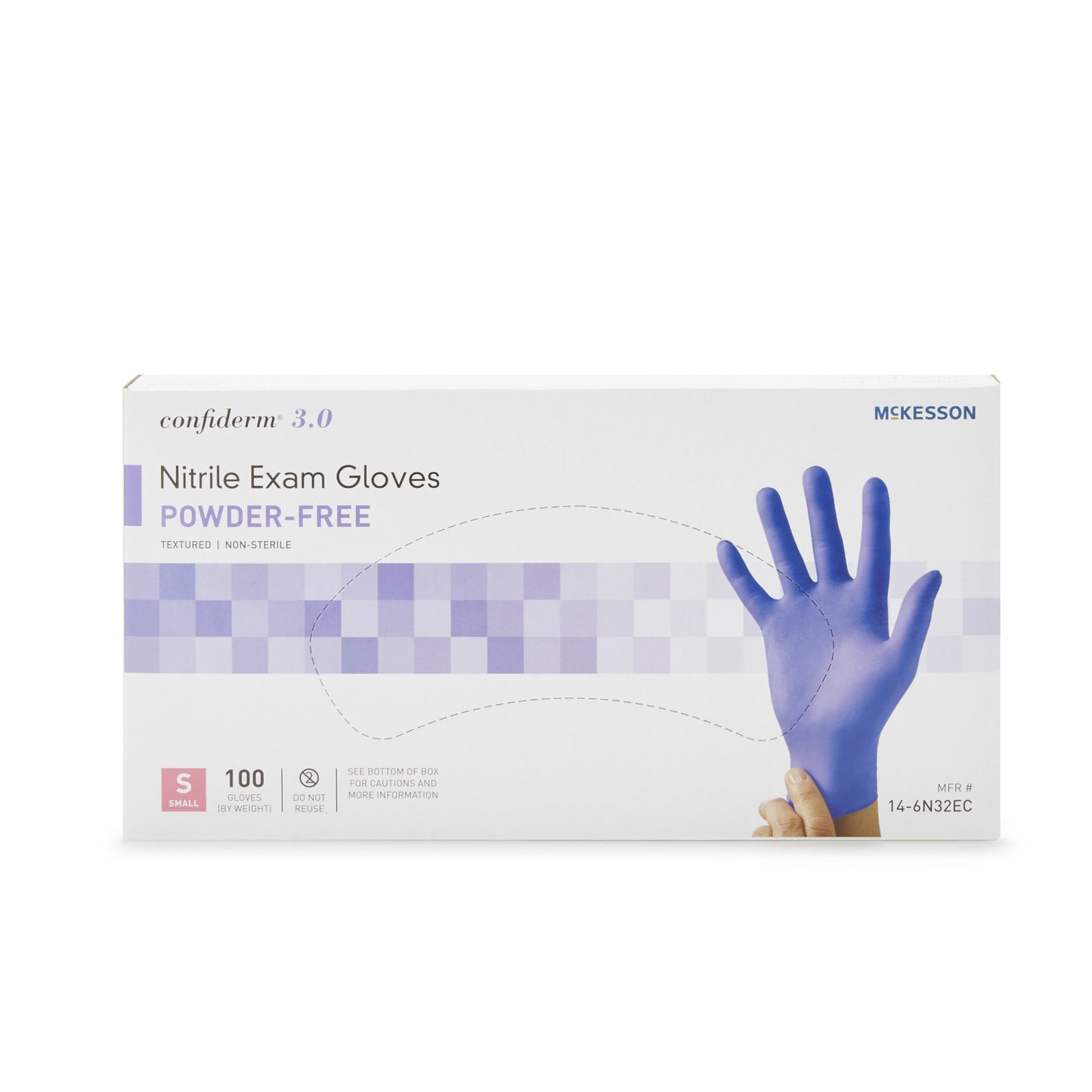 McKesson Confiderm® 3.0 Nitrile Exam Glove, Small, Blue 14-6N32EC