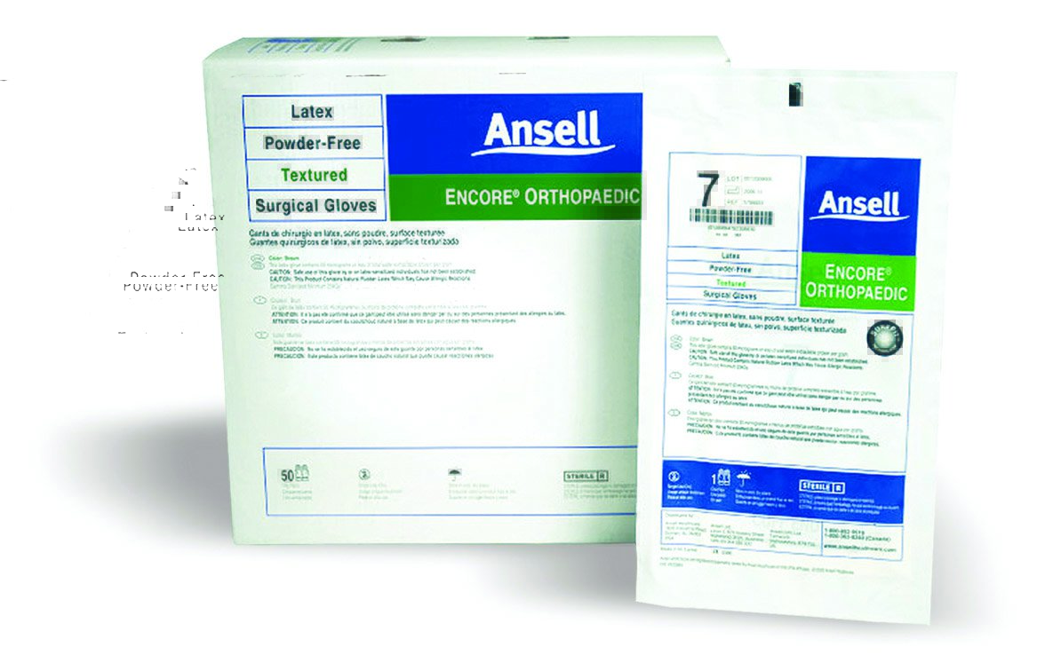 Surgical Glove ENCORE® Latex Ortho Size 7 Sterile Latex Standard Cuff Length Fully Textured Brown Chemo Tested - 5788003