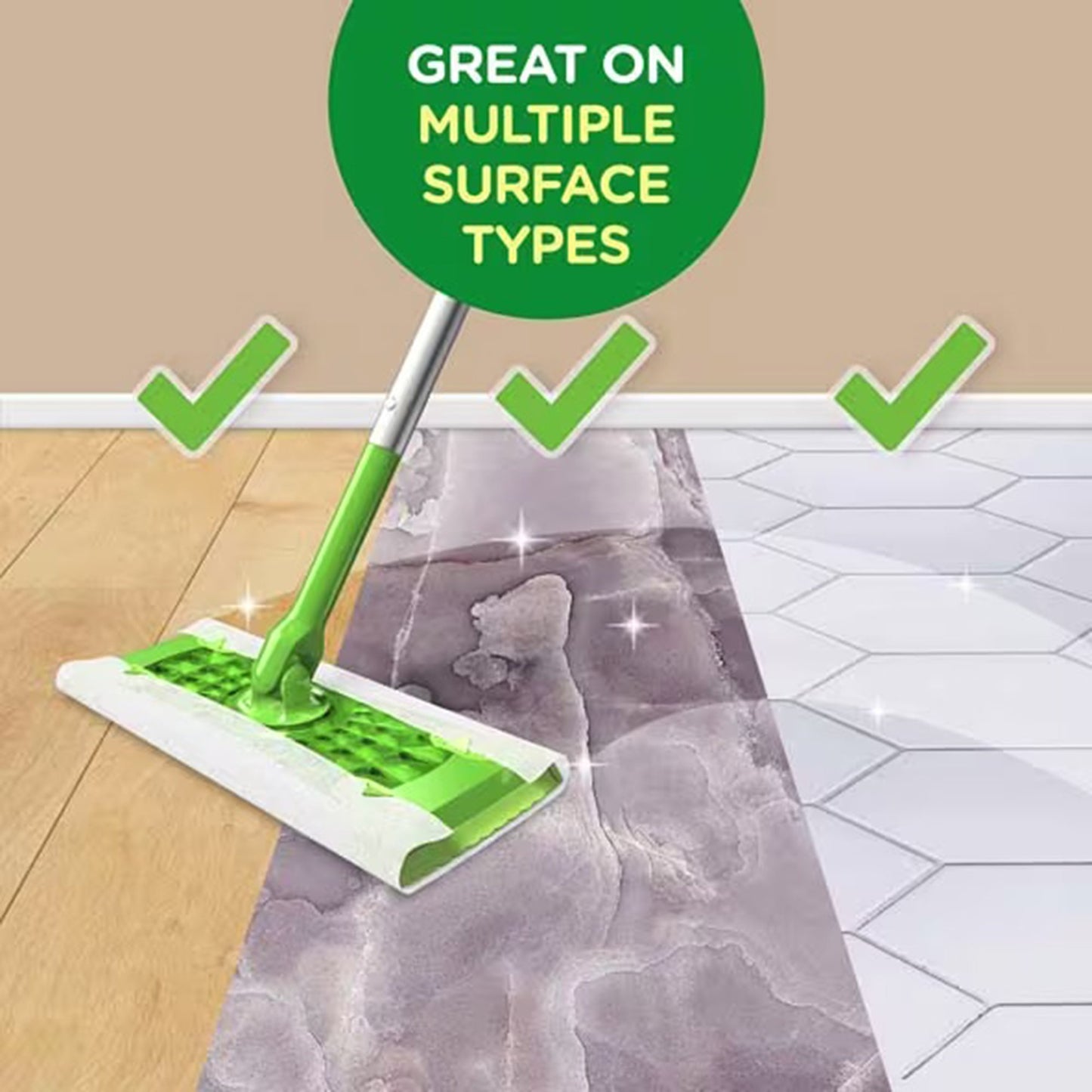 Saturated Wet Mop Pad Swiffer® Wet Bound Edge White Cloth Disposable PGC08622