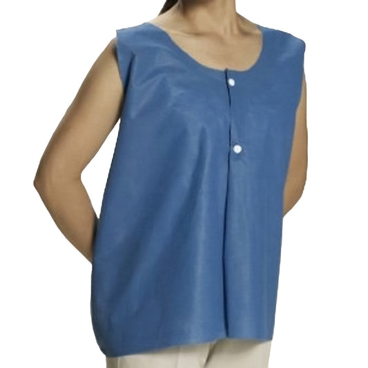 Exam Vest Blue / White One Size Fits Most Front Opening Snap Closure Unisex - 70218N