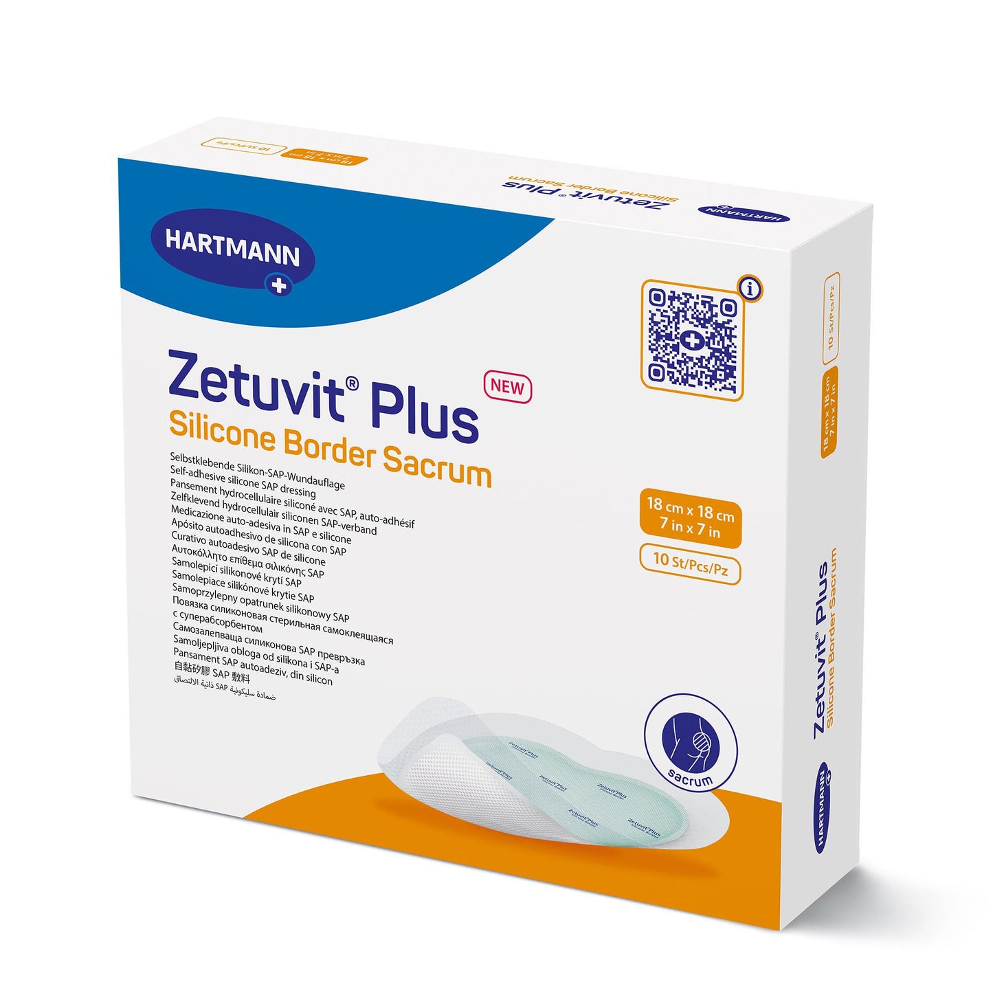 Zetuvit® Plus Silicone Border Super Absorbent Dressing, 7 x 7 Inch Sacral 413906